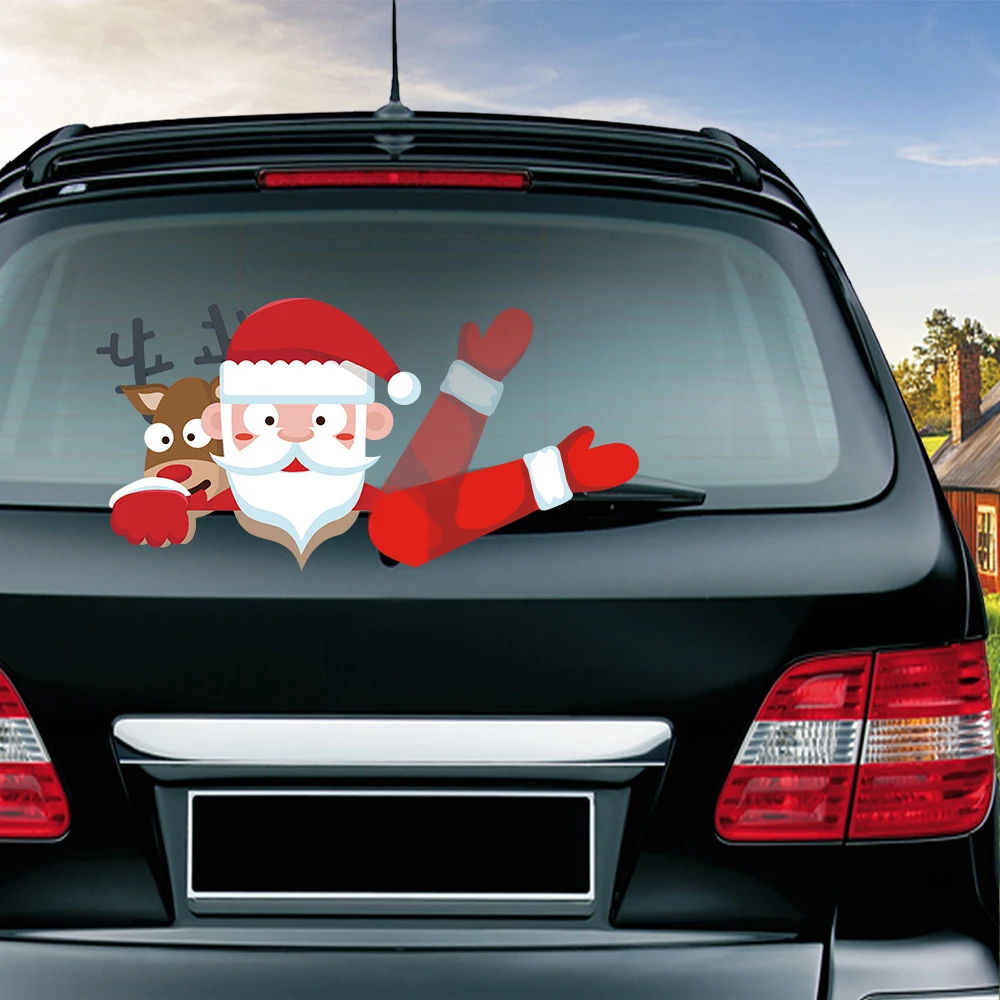 Populaire Santa Claus ruitenwisser sticker verwijdert water. Leuke auto sticker voor de kerstperiode. Versier je auto met een feestelijk kerstontwerp. — foto 12
