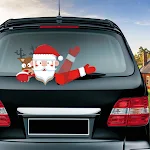 Populaire Santa Claus ruitenwisser sticker verwijdert water. Leuke auto sticker voor de kerstperiode. Versier je auto met een feestelijk kerstontwerp. — foto 12