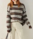 Suéter de cashmere solto grosso gola redonda manga longa tricot, ideal para conforto e elegância no inverno. — foto 5