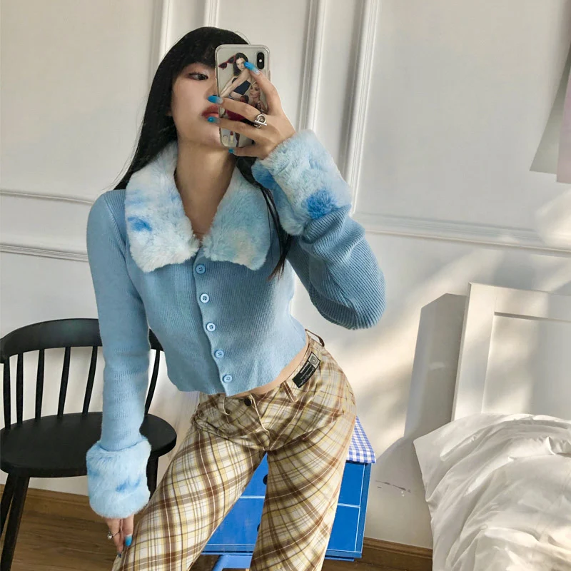 Title 4, Hong Kong Style Fur Collar Thread Breasted Smal...