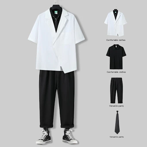 Title 6, Summer Casual Suit Mens Short-sleeved Small Su...