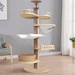 Multi-Level Ceiling Cat Tree Tower Wood Climbing Frame Sisal Rope Cat Scratching Posts Grinding Paws Perch Tower Kitten — photo 2