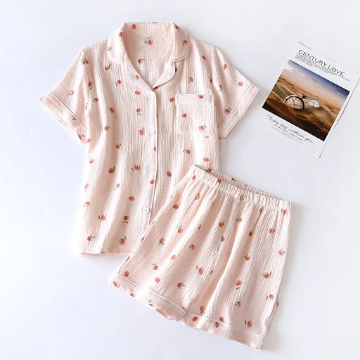 Title 5, Pure Cotton Gauze Pajamas Ladies Short-sleeved ...
