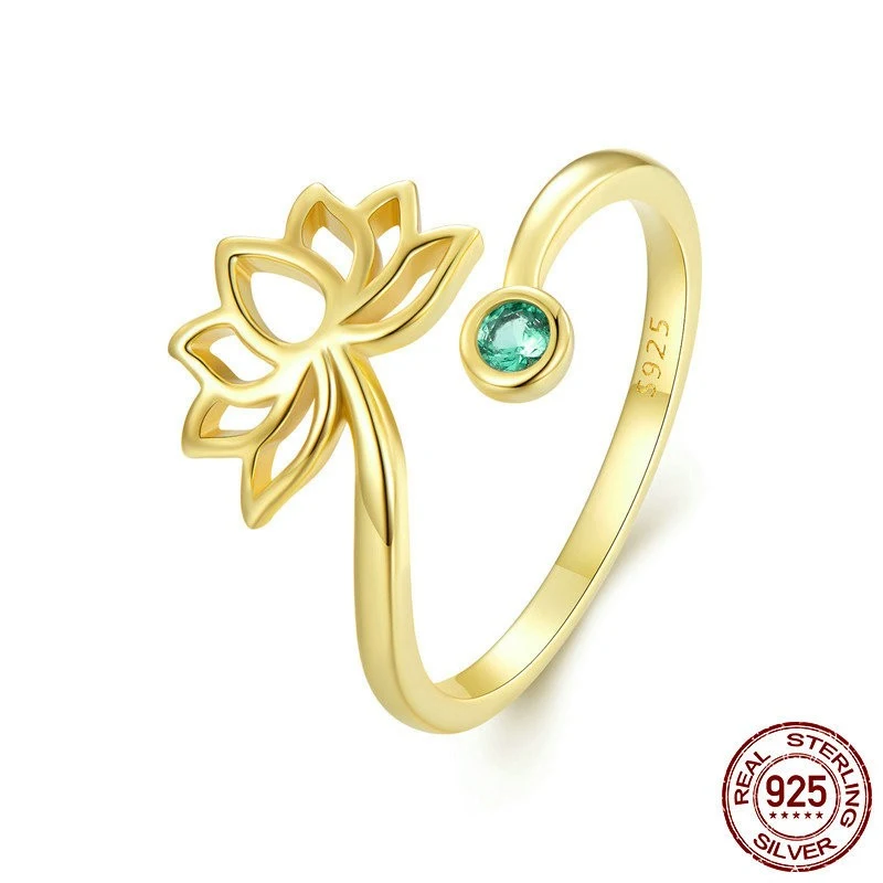 Anel de Lotus Simples em Prata 925 Elegância Natural e Delicadeza Joia Perfeita para Mulheres Design Leve Ideal para Presentear ou Usar Diariamente — foto 5