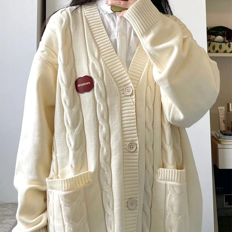 Title 4, Loose and Lazy Style Knitwear Coat Relaxed and ...