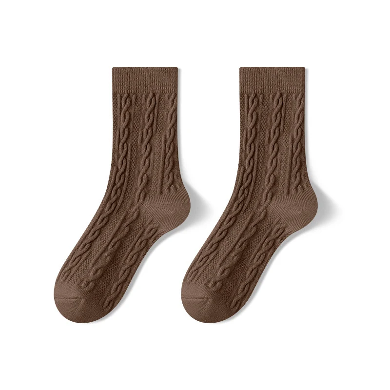 Autumn and Winter Women's Cotton Socks, Mid-calf, Thick, Solid Color, Boneless. Comfortable and warm socks for cold weat — photo 6