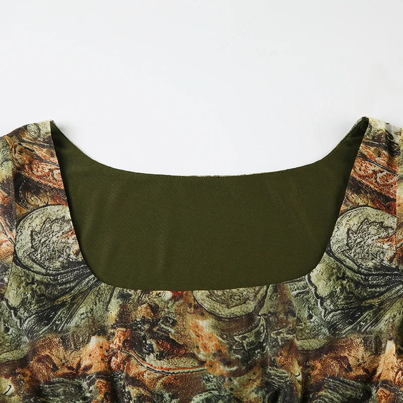 Title 6, European And American Style Retro Printing Dress