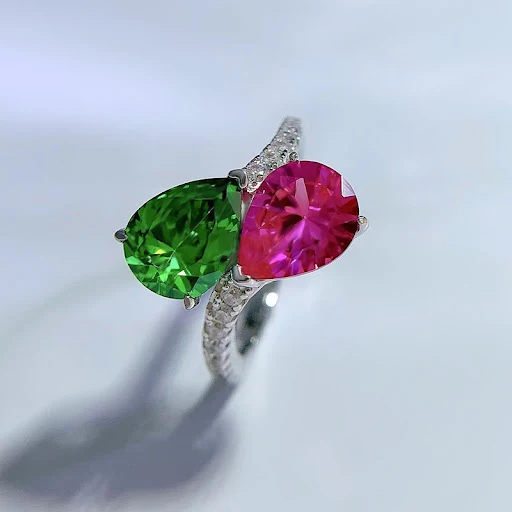 Title 1, Anel de prata 925 com formato gota, diamante de...