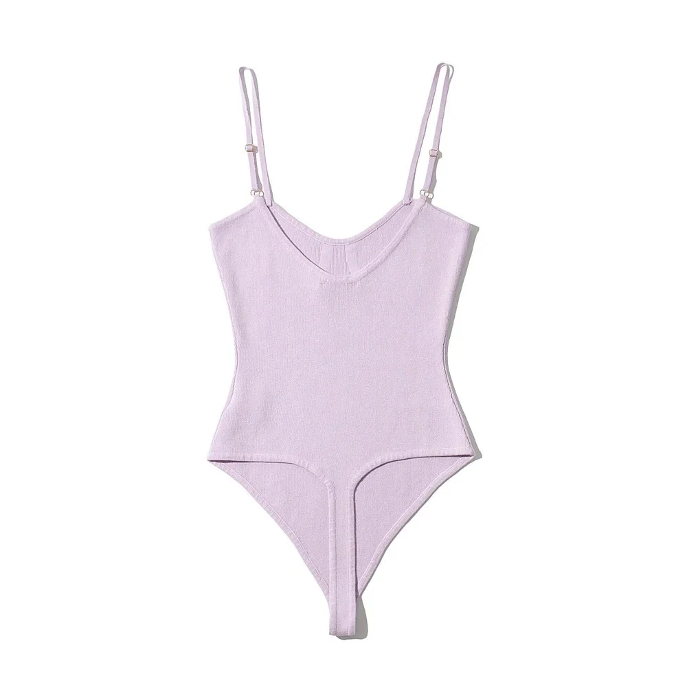 Title 9, Sexy Round Neck Elastic Skinny Knit Jumpsuit Su...