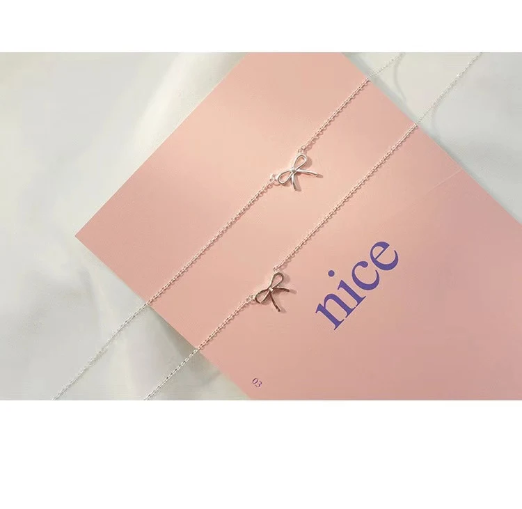 Colar com pingente de laço em prata esterlina S925 para mulheres, acessório elegante e charmoso, perfeito para presentear, joia feminina. — foto 6