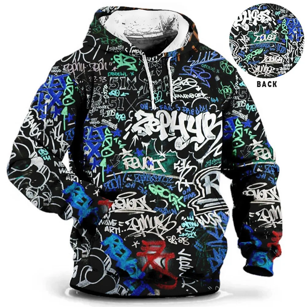 Heren hoodie met letterpatroon, comfortabel en warm, perfect voor dagelijks gebruik en casual activiteiten, moderne uitstraling. — foto 14