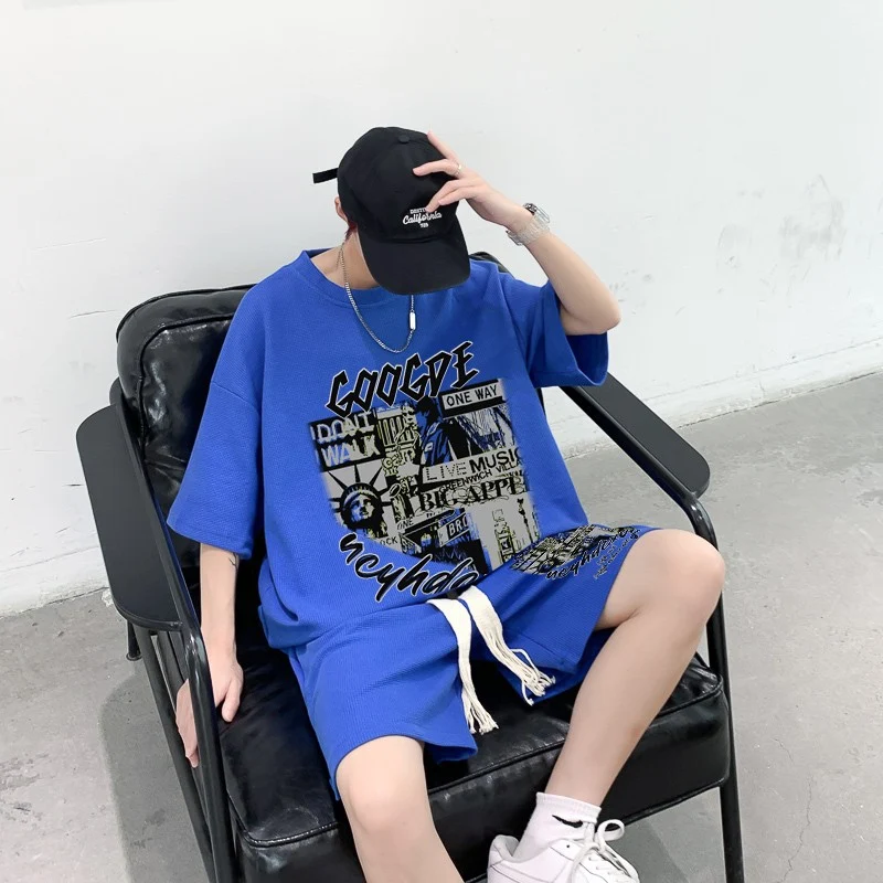 Terno Esportivo Waffle Estampado Casual Masculino Conforto e Estilo em Um Só Perfeito para Esportes e Lazer Respirável e Leve Design Moderno e Versátil — foto 1