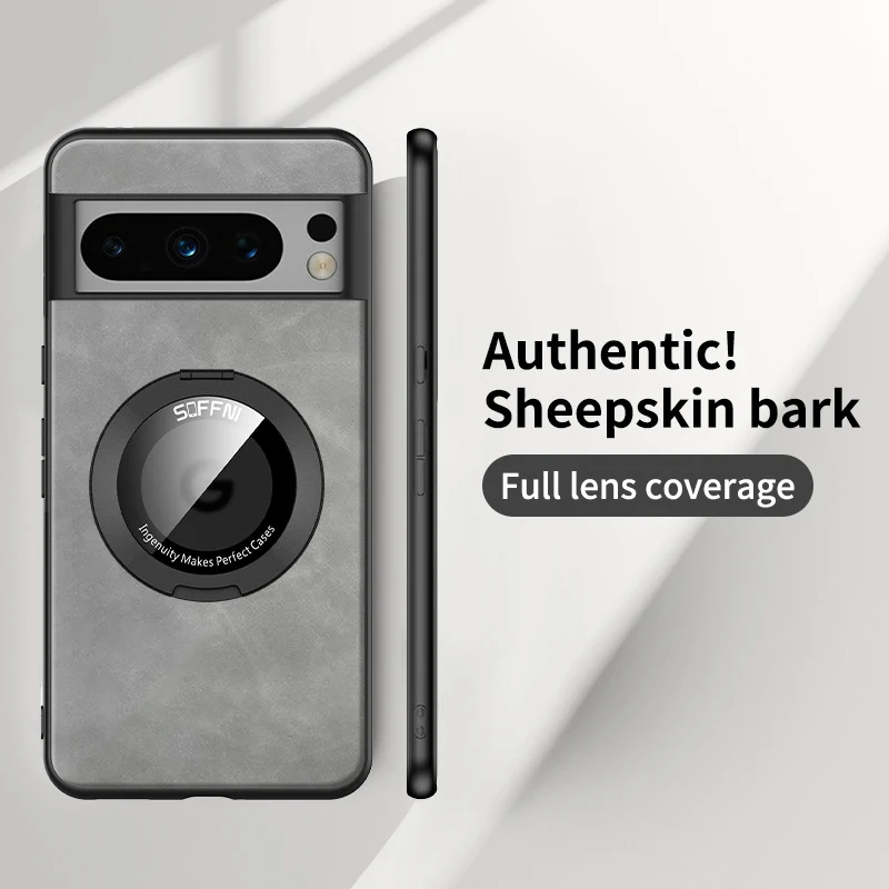 Capa para telefone com anel, sucção magnética, couro de ovelha, anti-queda. Proteção elegante e segura para seu smartphone. — foto 6