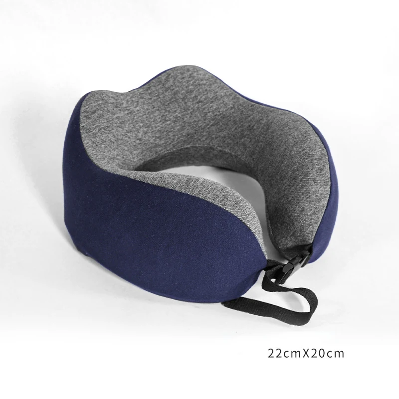 Travesseiro em U de algodão com memória para proteção do pescoço, ideal para viagens e conforto durante o descanso. — foto 7