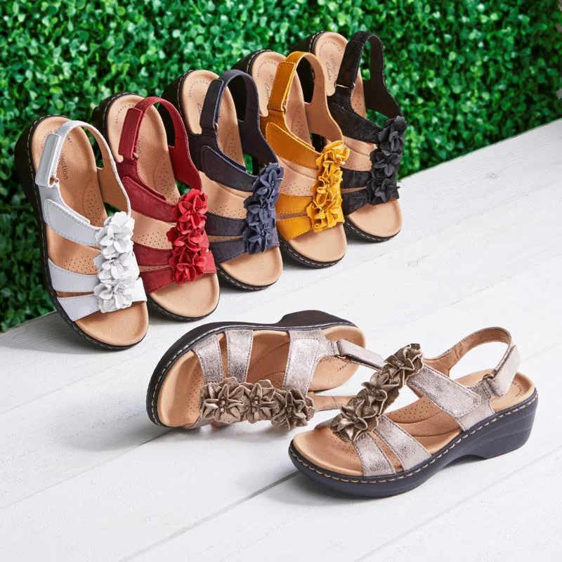 Sandalias casuales con cuña hueca y flores boca de pez, para un look fresco y cómodo en verano. ¡Disfruta del sol! — foto 7