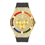 Reloj de hombre impermeable con correa de silicona de diamante cuadrado arcoíris, resistente al agua, ideal para uso diario y deportivo. — foto 4