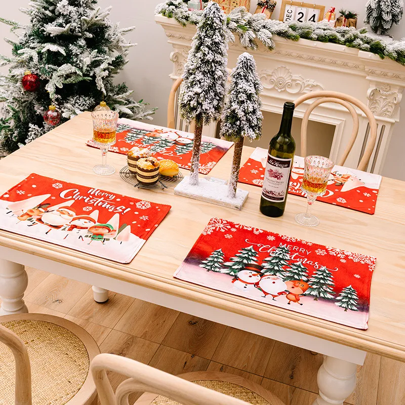 Christmas Decorations Cartoon Old Man Table Mat, Creative Printed Placemat for festive holiday table settings — photo 3