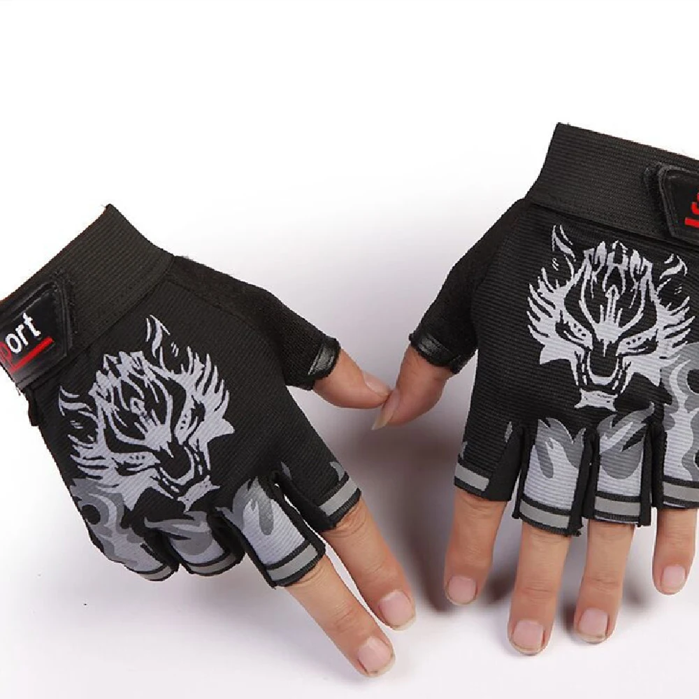 Men's Wolf Head Half Finger Gloves for Riding, Fitness, Outdoor Sports, Providing Grip, Protection, and Breathability fo — photo 25