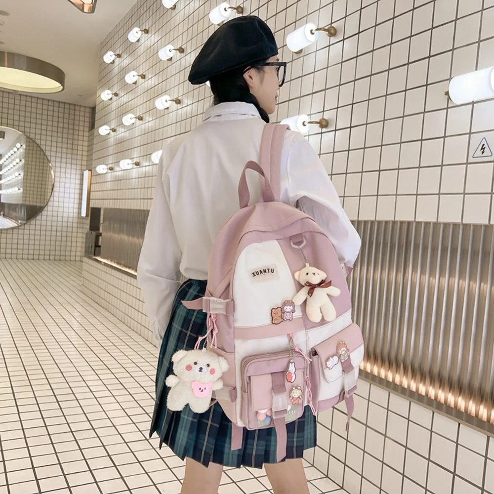 Mochila Escolar Pequena com Zíper Feminina, Combina com Tudo, Ideal para Estudantes, Design Compacto e Funcional, Perfeita para o Dia a Dia — foto 5