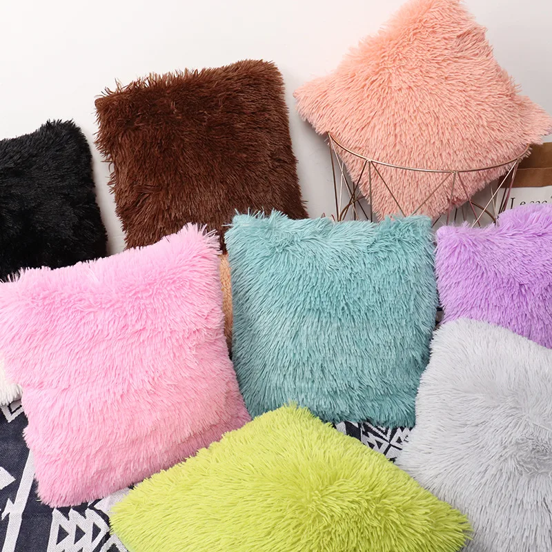 Title 2, Solid color simple crystal plush pillow for com...