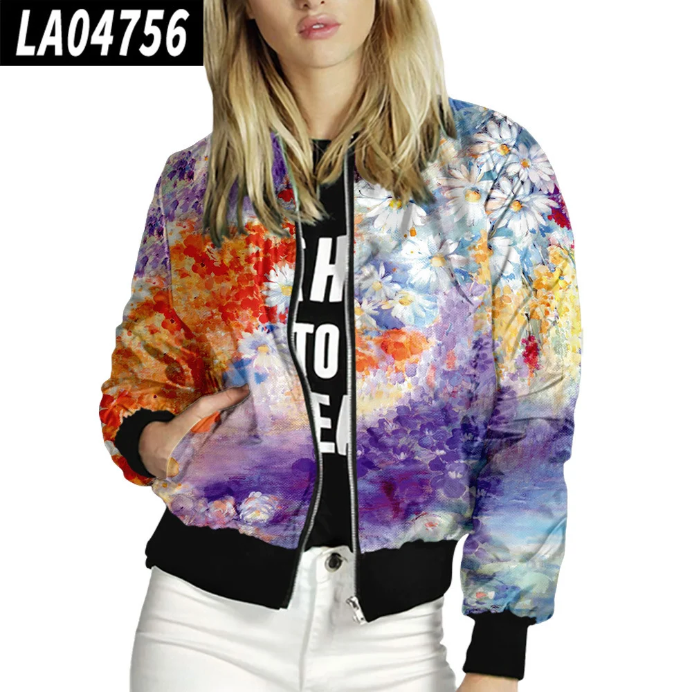 Title 5, Damen Baseballjacke mit Stehkragen und Blumenmu...