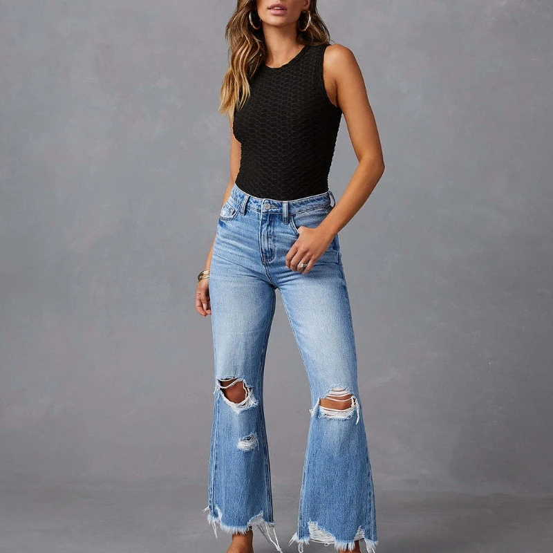 Calças Jeans de perna larga, cintura alta, lavagem europeia e americana, perfeitas para um visual moderno e confortável. — foto 13