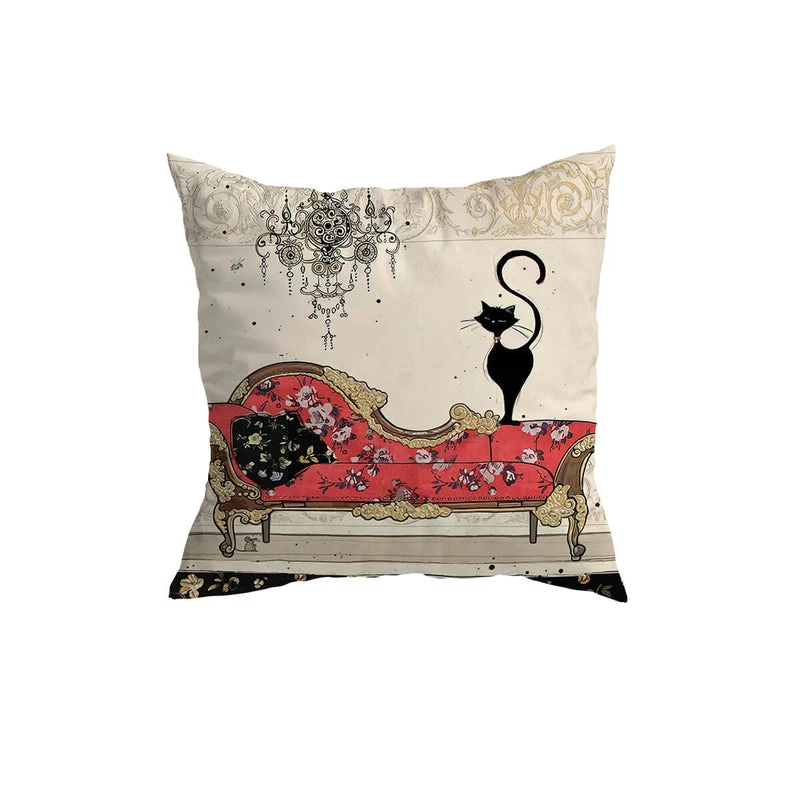 Taie d'oreiller avec motif chat minimaliste pour la maison, design moderne, douce et confortable pour un repos optimal et une décoration élégante. — photo 4
