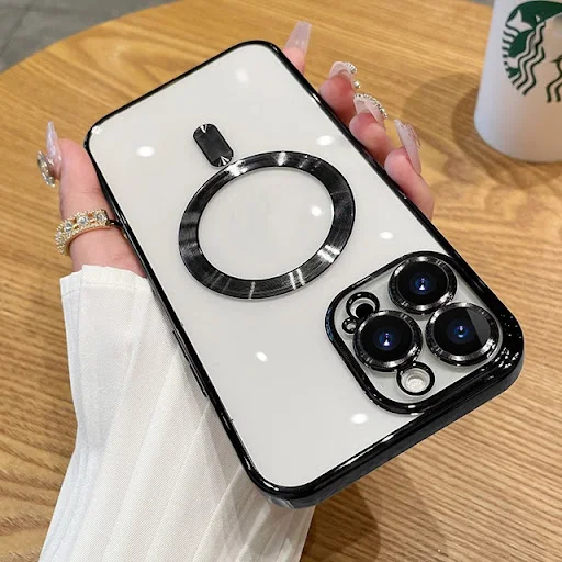 Title 2, Magnetic Plating Transparent Phone Case with Le...