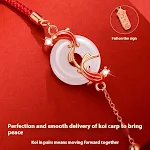 Pulseira de segurança Jade Hetian Koi, prata S925, corda vermelha e amuleto animal do ano. Traz sorte e proteção para o seu ano. — foto 6