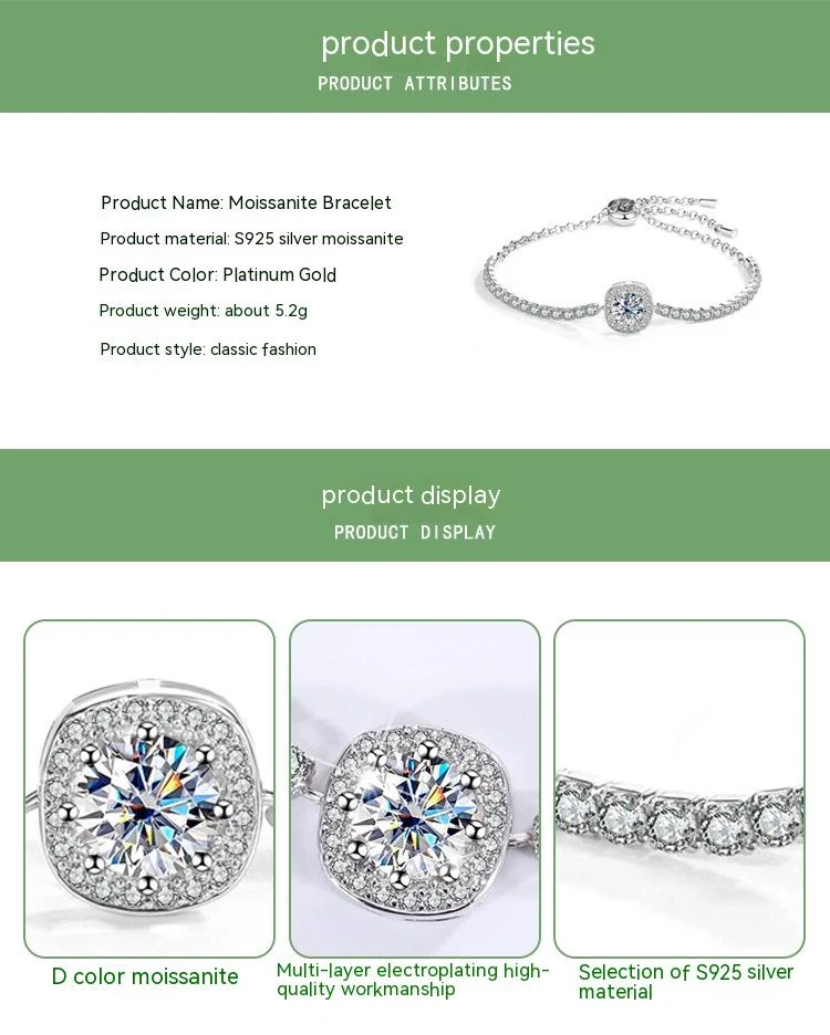 Pulseira S925 em prata esterlina com diamantes incrustados, uma joia elegante para mulheres. Um presente perfeito, que realça sua beleza. — foto 9