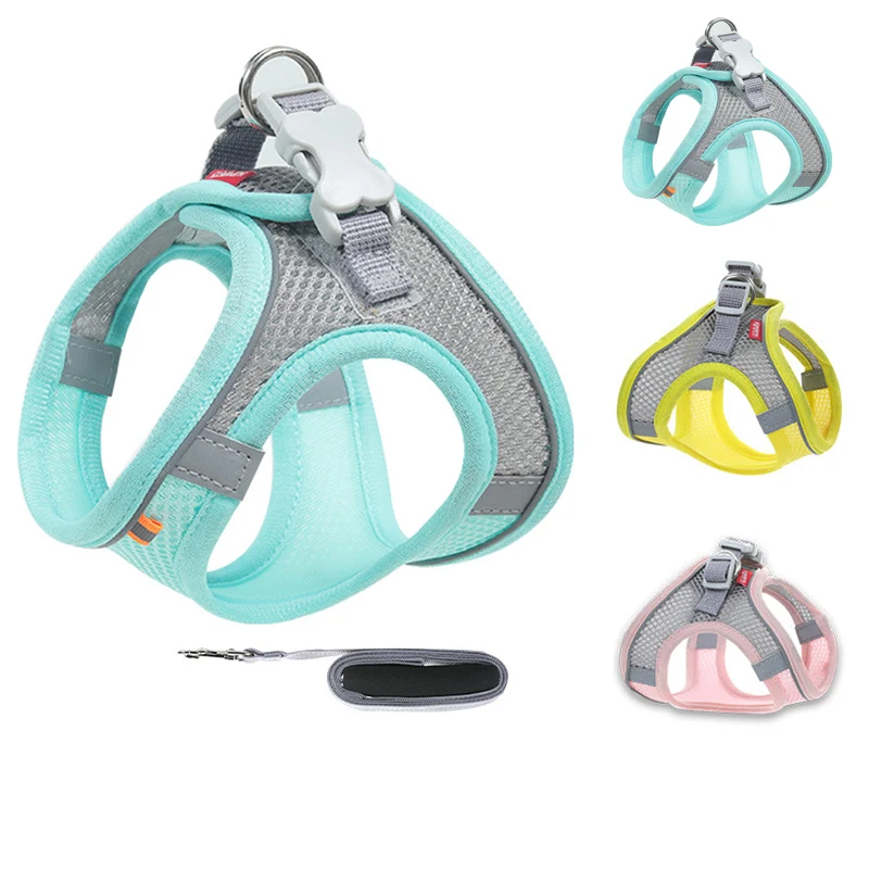 Title 7, Pet mesh chest harness with reflective leash fo...