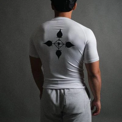Men's Running Basketball Base Layer Shirt Plus Size Yoga Sportswear Round Neck Short Sleeve Workout Tee — photo 3