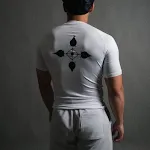 Men's Running Basketball Base Layer Shirt Plus Size Yoga Sportswear Round Neck Short Sleeve Workout Tee — photo 3