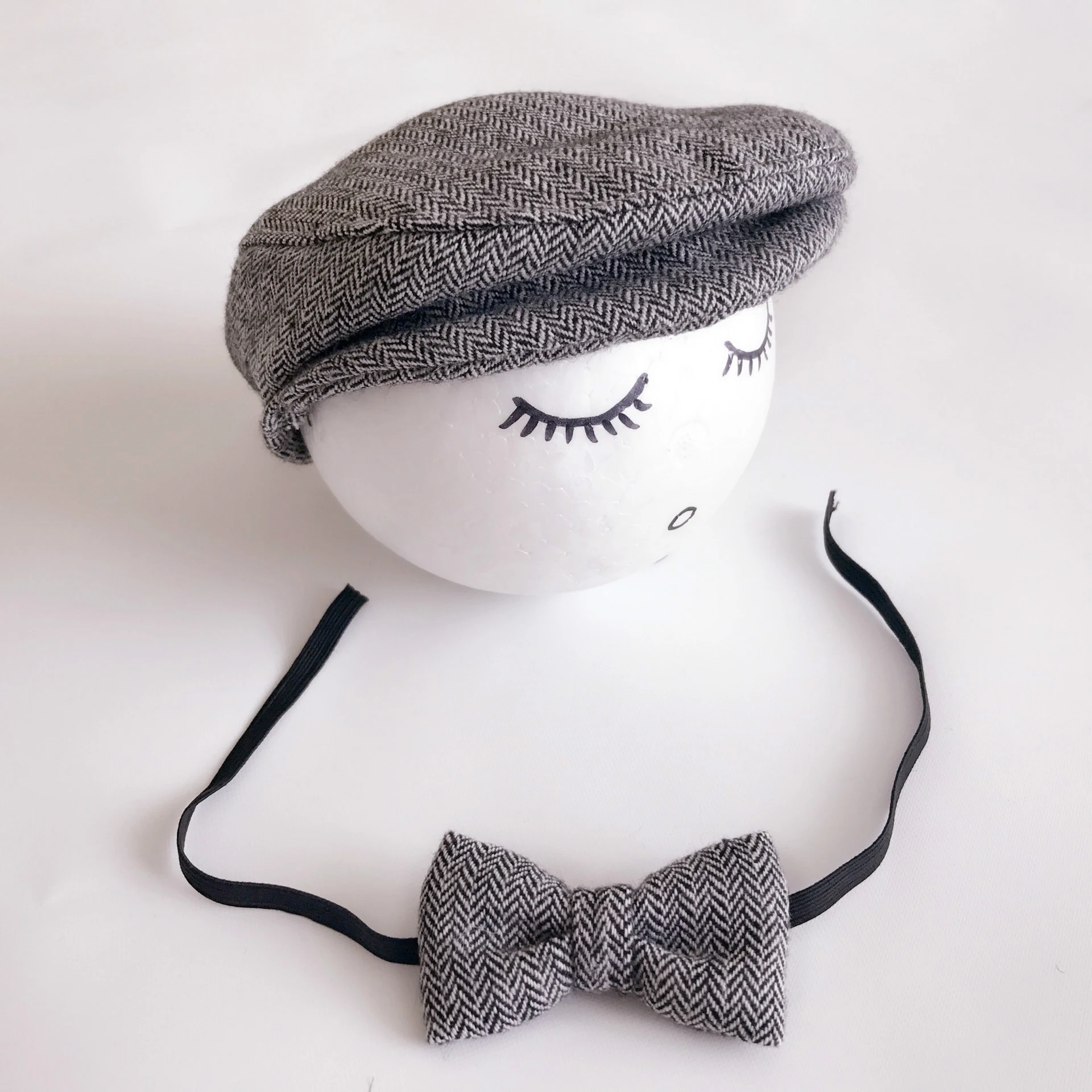 Sombrero de pico de caballero con pajarita para bebé, disfraz de fotografía infantil, recién nacido, accesorio elegante — foto 7