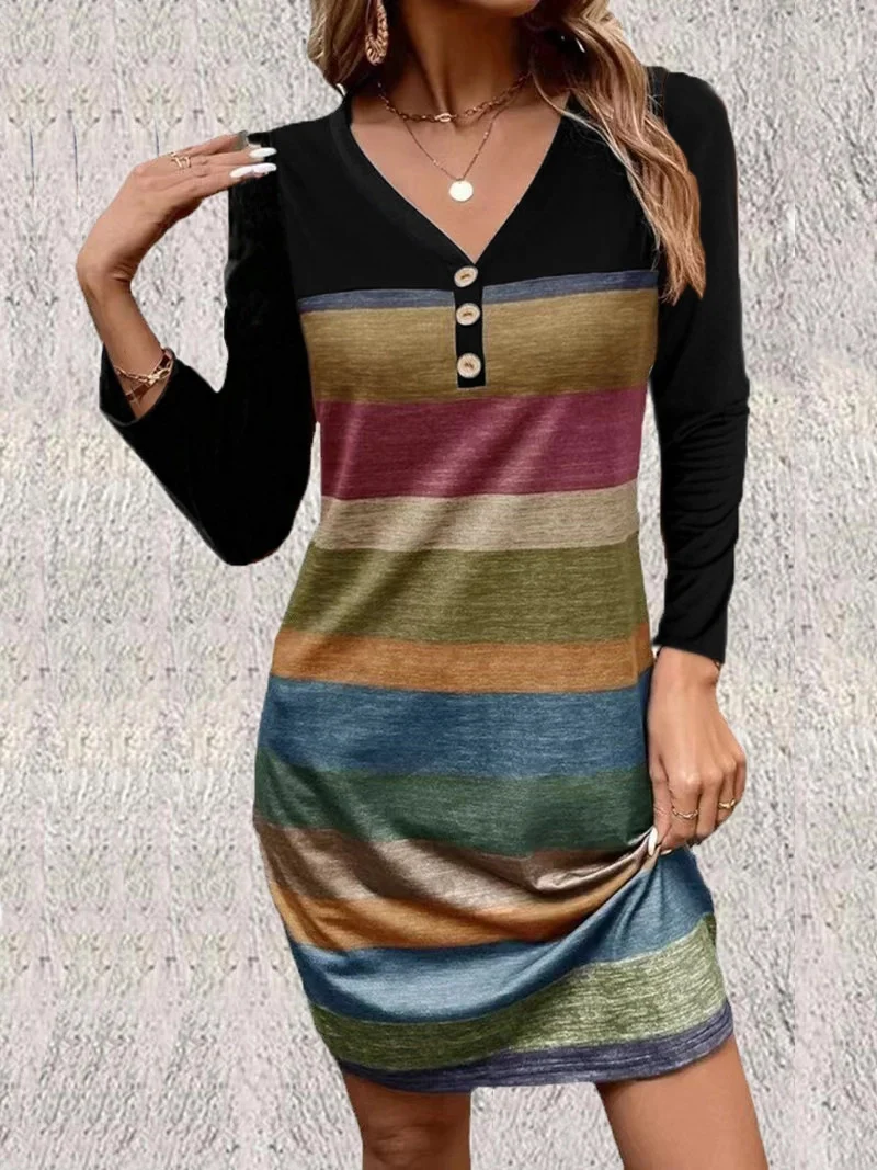 Women's Fashion Loose Striped Print Dress — photo 2