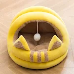 Cartoon Net Red Semi-Closed Comfortable Cat Litter with Removable Velvet, provides warmth, comfort, and a cozy space for — photo 1
