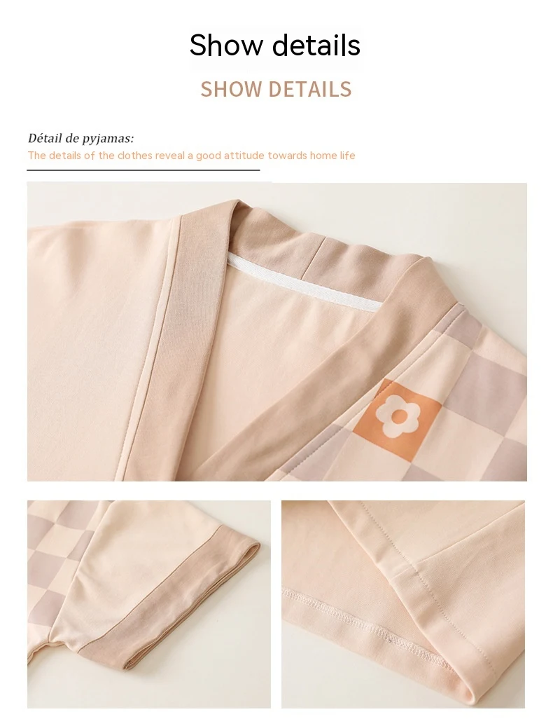 Pigiama Donna Puro Cotone Maniche Corte E Pantaloni Cardigan Homewear — foto 2