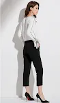 Camiseta feminina de manga longa, estilo coreano, gola redonda, com contraste de cores e detalhe de faixa, ideal para a primavera. — foto 11