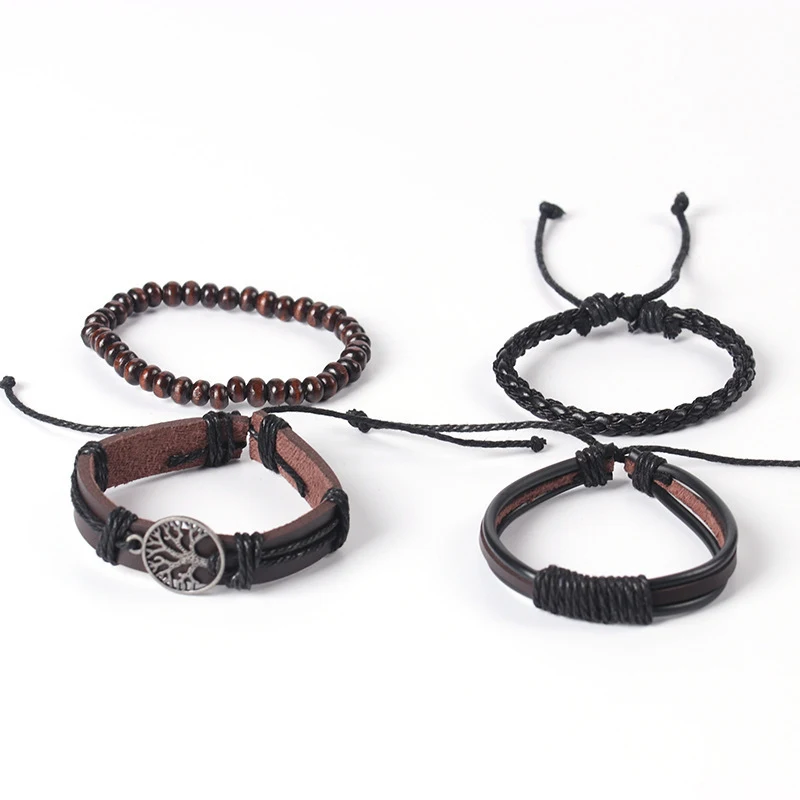 Vnox Conjunto de pulseiras de couro para homens Sofisticação e personalidade no seu pulso. Design moderno, materiais de alta qualidade e durabilidade. Perfeito para você. — foto 3