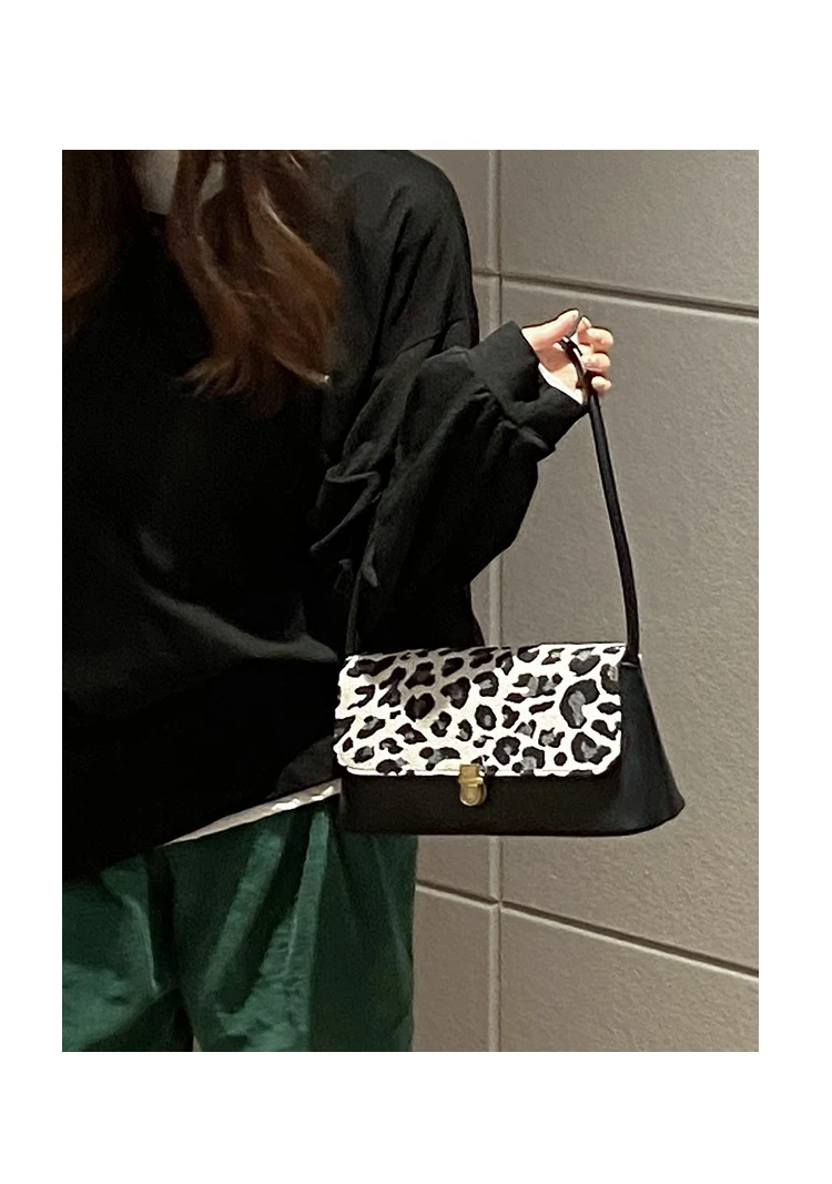 Title 33, Bolsa de ombro feminina com estampa de leopardo...
