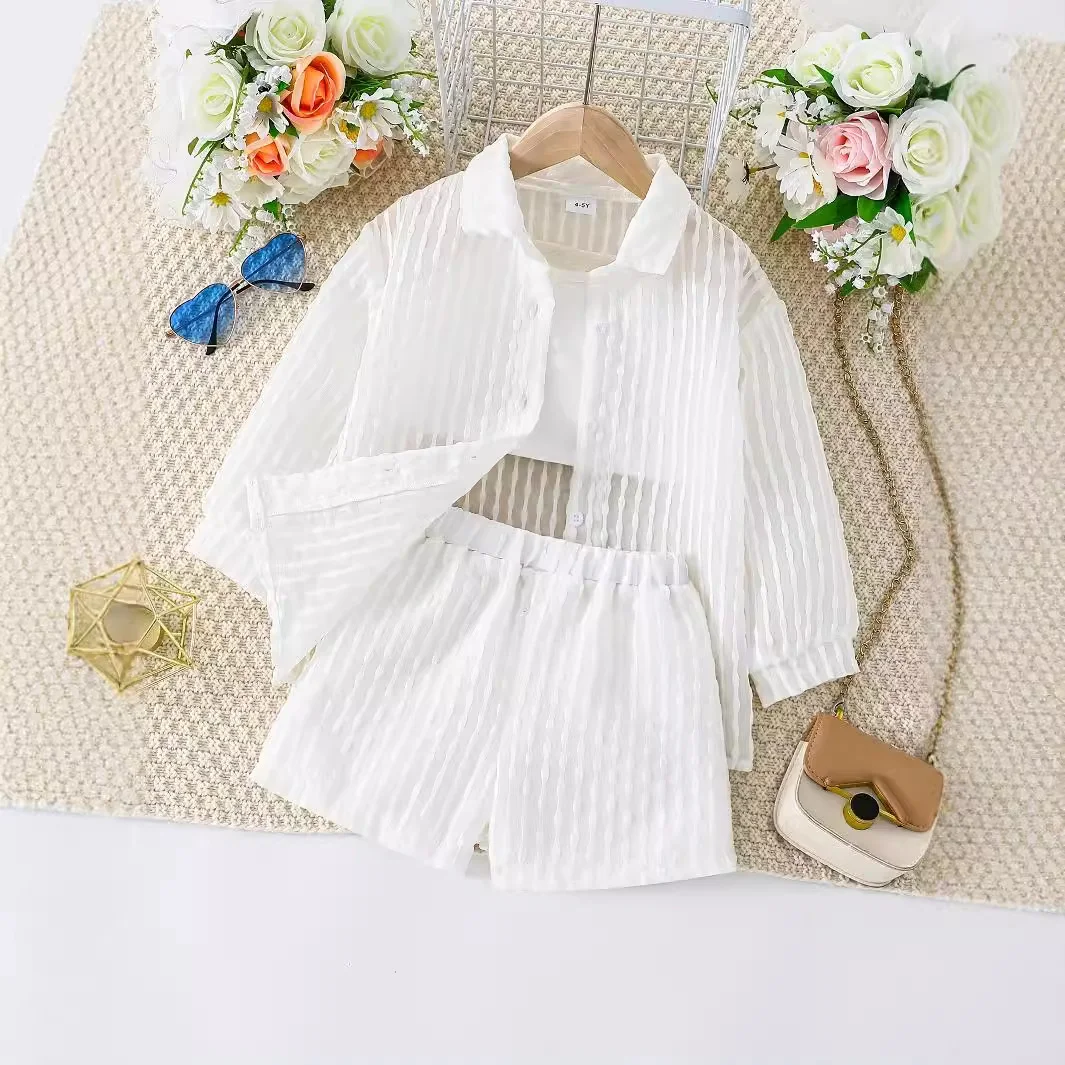 Meisjes anti-thin zonnebrandcrème driedelige set. Bescherm uw dochter tegen de zon met deze comfortabele en beschermende set, perfect voor de zomer. — foto 5