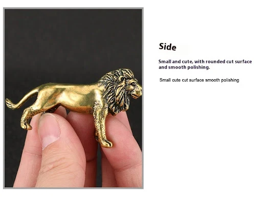 Title 4, Domineering Lion Brass Tea Ornaments Distressed...