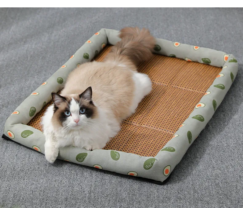 Title 7, Summer Rattan Cat Bed Comfortable Pet Ice Mat f...