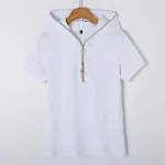 Effen kleur capuchon, rits, slim-fit ondershirt met capuchon, korte mouw — foto 5