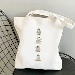 Sacola de compras personalizada em branco com zíper de algodão lona para estudantes. Ideal para compras diárias e uso geral. — foto 5