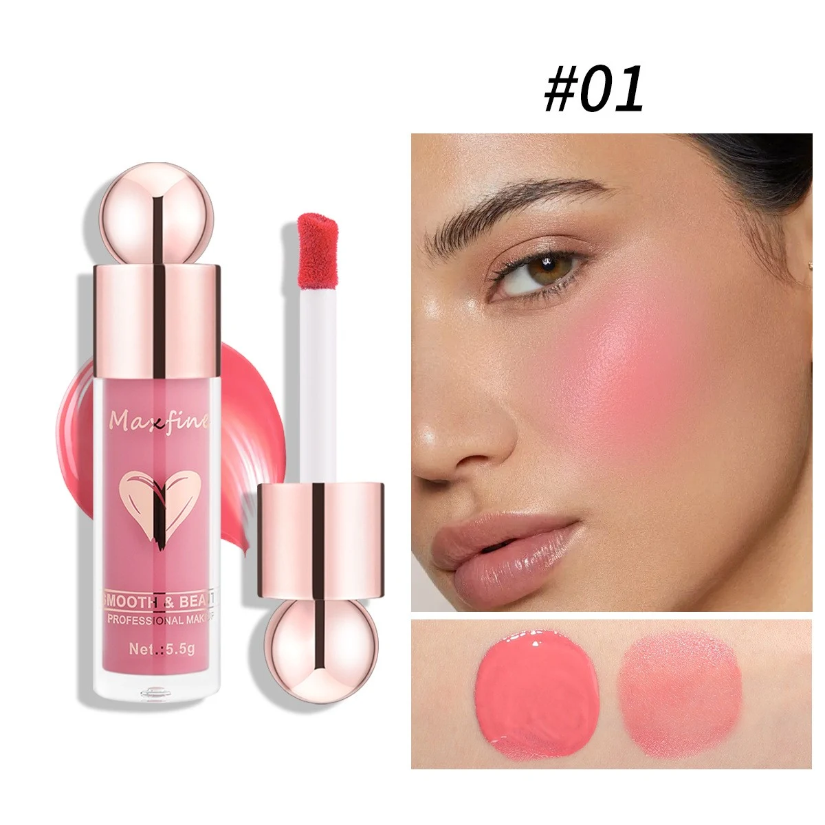 Liquid blush and natural highlighter for a radiant glow. Adds a touch of color and subtle shimmer for fresh, luminous ch — photo 7