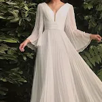 Abito da banchetto da donna taglie forti con scollo a V, elegante e comodo, perfetto per eventi speciali e serate. — foto 8