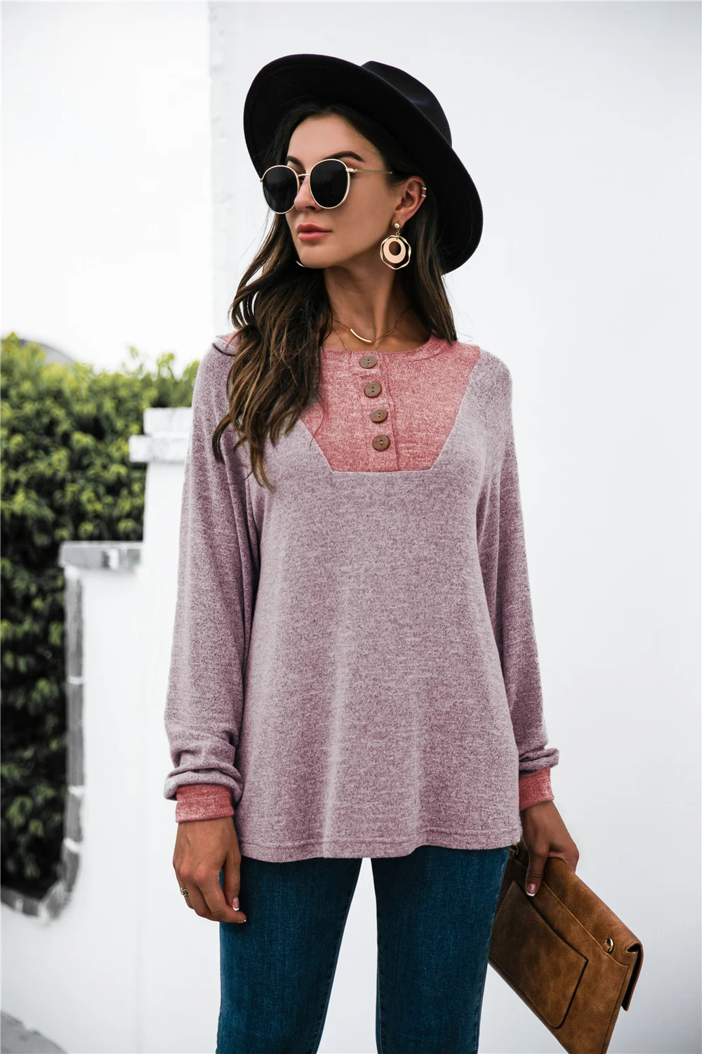 Title 2, Long-sleeved Button Panel Knit Sweater