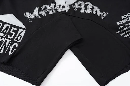 Title 5, Dark High Street Letter Print Casual Short Swea...