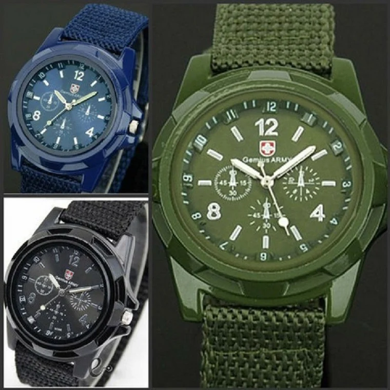 Relógio militar trançado em nylon, resistente à água e durável, ideal para atividades ao ar livre. Design robusto e confortável para uso diário. — foto 1